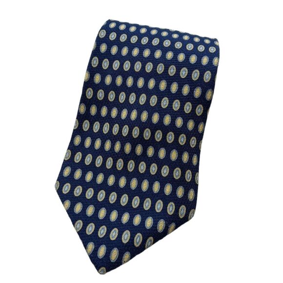 SAVILE ROW Blue & White Tie Silk Necktie 4 X 57 - Picture 1 of 5